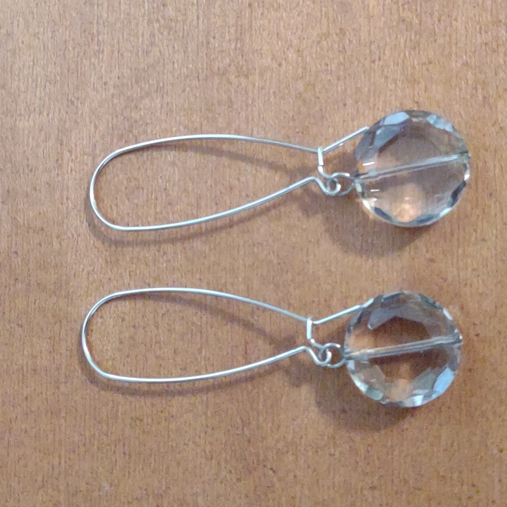 Express silver dangle earrings with clear jewel
